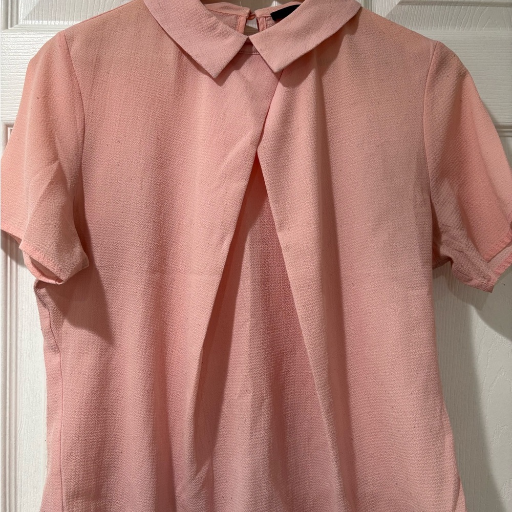 SHEIN Soft Pink Collared Blouse